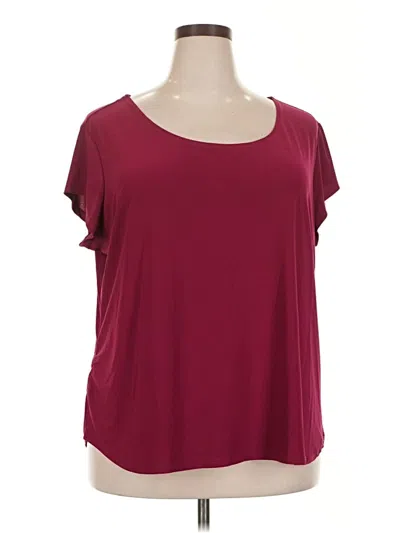 Pre-owned Attitudes By Renee Short Sleeve Top Burgundy Scoop Neck Tops