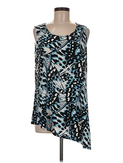 Pre-owned Attitudes By Renee Sleeveless Top Teal One Shoulder Neckline Tops