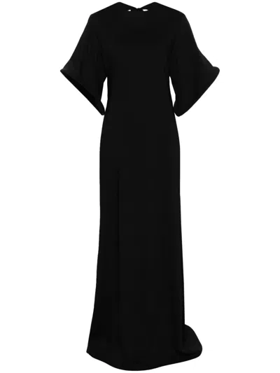 Atu Body Couture Bell-sleeve Open-back Maxi Dress In Black