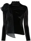 Atu Body Couture High-neck Velvet Top In Black