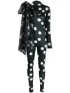 Atu Body Couture Bow-detail Polka-dot Jumpsuit In Schwarz
