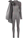 Atu Body Couture Bow-detail Polka-dot Jumpsuit In Schwarz