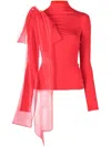 Atu Body Couture Bow-embellished High-neck Top In Red