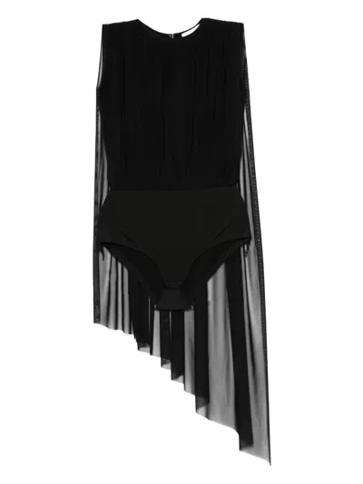 Atu Body Couture Cape-detailed Bodysuit In Black