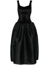 Atu Body Couture Velvet-bodice Flared Gown In 黑色