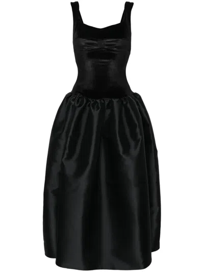 Atu Body Couture Velvet-bodice Flared Gown In 黑色