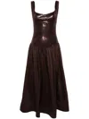 Atu Body Couture Sequined-bodice Flared Gown In Brown