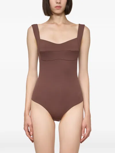 Atu Body Couture Corset-style Bodysuit In Brown