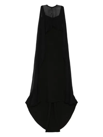 Atu Body Couture Detachable-cape Maxi Dress In Black
