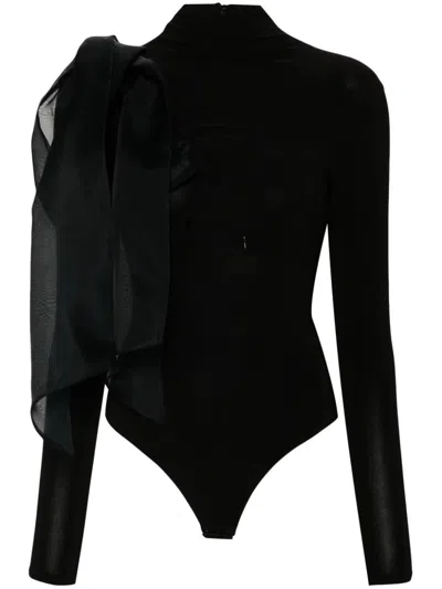 Atu Body Couture Draped-detail Bodysuit In Black