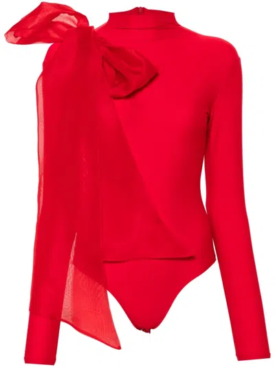 Atu Body Couture Draped-detail Bodysuit In Red