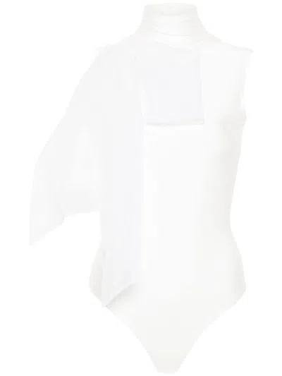 Atu Body Couture Draped-detail Bodysuit In White