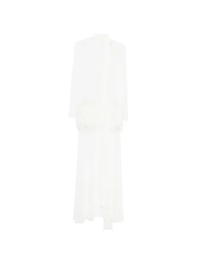Atu Body Couture Feather High-neck Maxi Dress In White