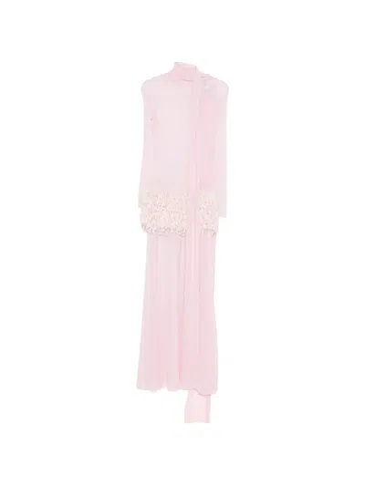 Atu Body Couture Feather Scarf Maxi Dress In Pink