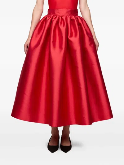 Atu Body Couture Gathered Satin Skirt In Red