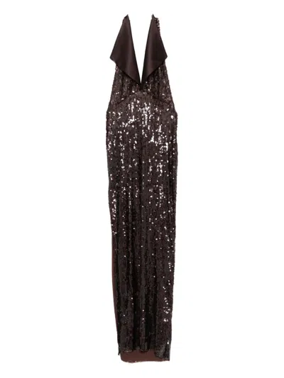 Atu Body Couture Halterneck Sequin Midi Dress In Multi