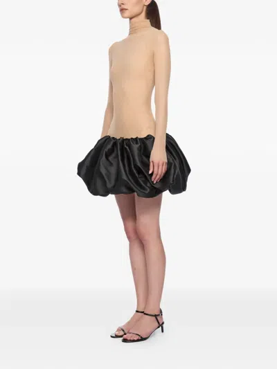 Atu Body Couture High-neck Ruffled Dress In Brown