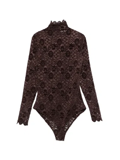 Atu Body Couture Lace Bodysuit In Brown