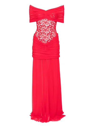 Atu Body Couture Lace-embellished Draped Maxi Dress