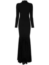 Atu Body Couture Long-sleeve Flared Maxi Skirt In Black
