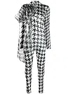 Atu Body Couture Luna Houndstooth-print Jumpsuit In Black