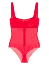 Atu Body Couture Mesh Bodysuit In 红色