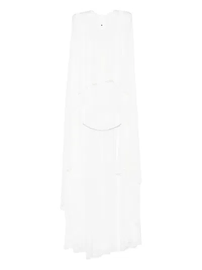 Atu Body Couture Mesh Bodysuit And Cape Set In White