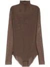 Atu Body Couture Mesh-design Bodysuit In Brown