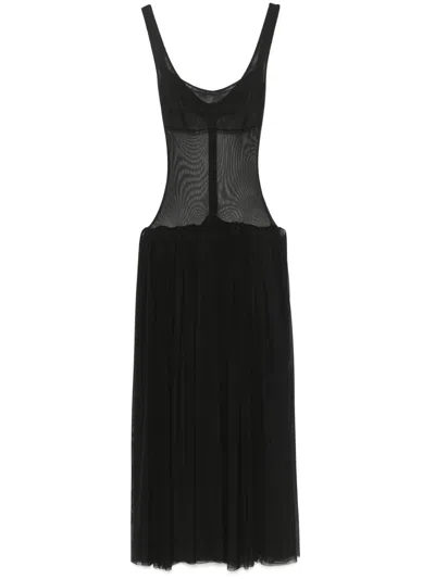 Atu Body Couture Mesh Gown In Black