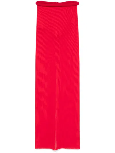 Atu Body Couture Mesh Maxi Skirt In Red