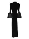 Atu Body Couture Mock-neck Bell-sleeve Midi Dress In Black