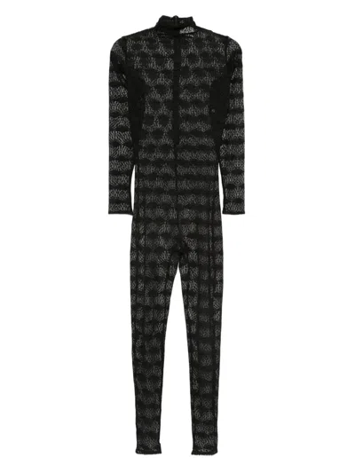 Atu Body Couture Mock-neck Lace Jumpsuit