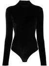 Atu Body Couture High-neck Long-sleeved Bodysuit In Black