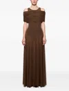 Atu Body Couture Off-shoulder Maxi Dress In Brown