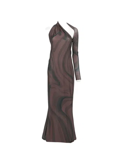 Atu Body Couture One-shoulder Cutout Maxi Dress In Brown