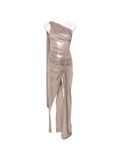 Atu Body Couture One-shoulder Ruched Maxi Dress In Neutral