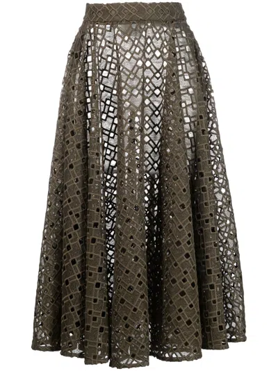 Atu Body Couture Pleat-detail Eyelet-detail Skirt In Grün