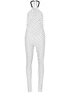 Atu Body Couture Polka Dot Jumpsuit In 白色