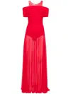 Atu Body Couture Round-neck Mesh Maxi Dress In Red