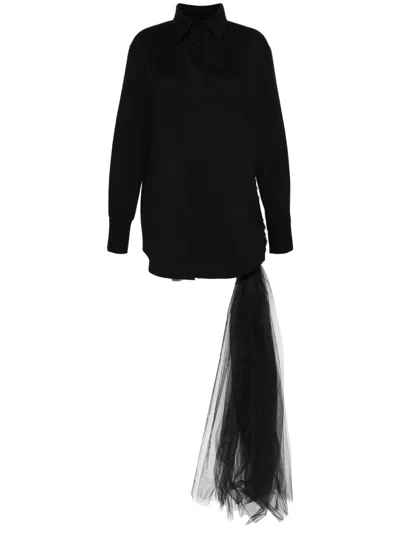Atu Body Couture Sash-detail Cotton Mini Dress In Black