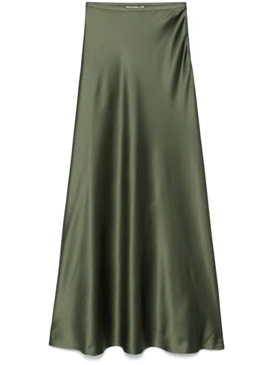 Atu Body Couture Satin Maxi Skirt In Green
