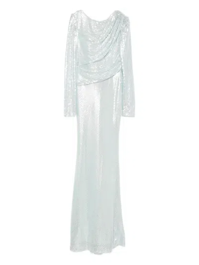 Atu Body Couture Sequin-embellished Drapped Maxi Dress In Blue