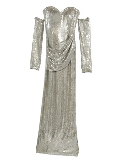 Atu Body Couture Sequin-embellished Maxi Dress In Metallic