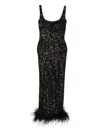 Atu Body Couture Sequin Feather Dress In Black