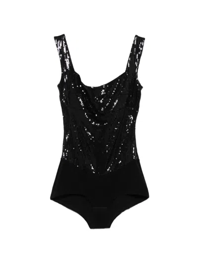 Atu Body Couture Sequin Top In Black