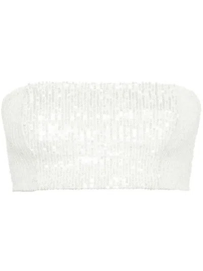Atu Body Couture Sequined Bandeau-style Top In Neutrals