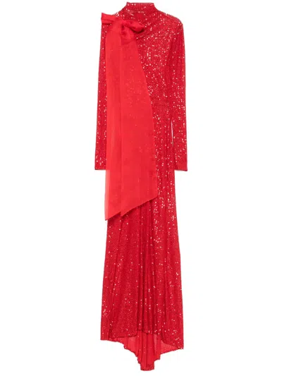 Atu Body Couture Sequined Gown In Red