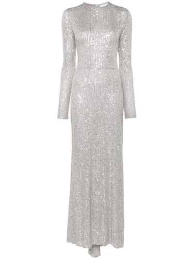 Atu Body Couture Sequined Maxi Dress In Silver