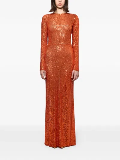 Atu Body Couture Sequin-embellished Maxi Dress In Orange