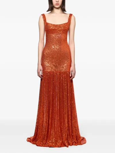 Atu Body Couture Sequin-embellished Maxi Dress In Orange